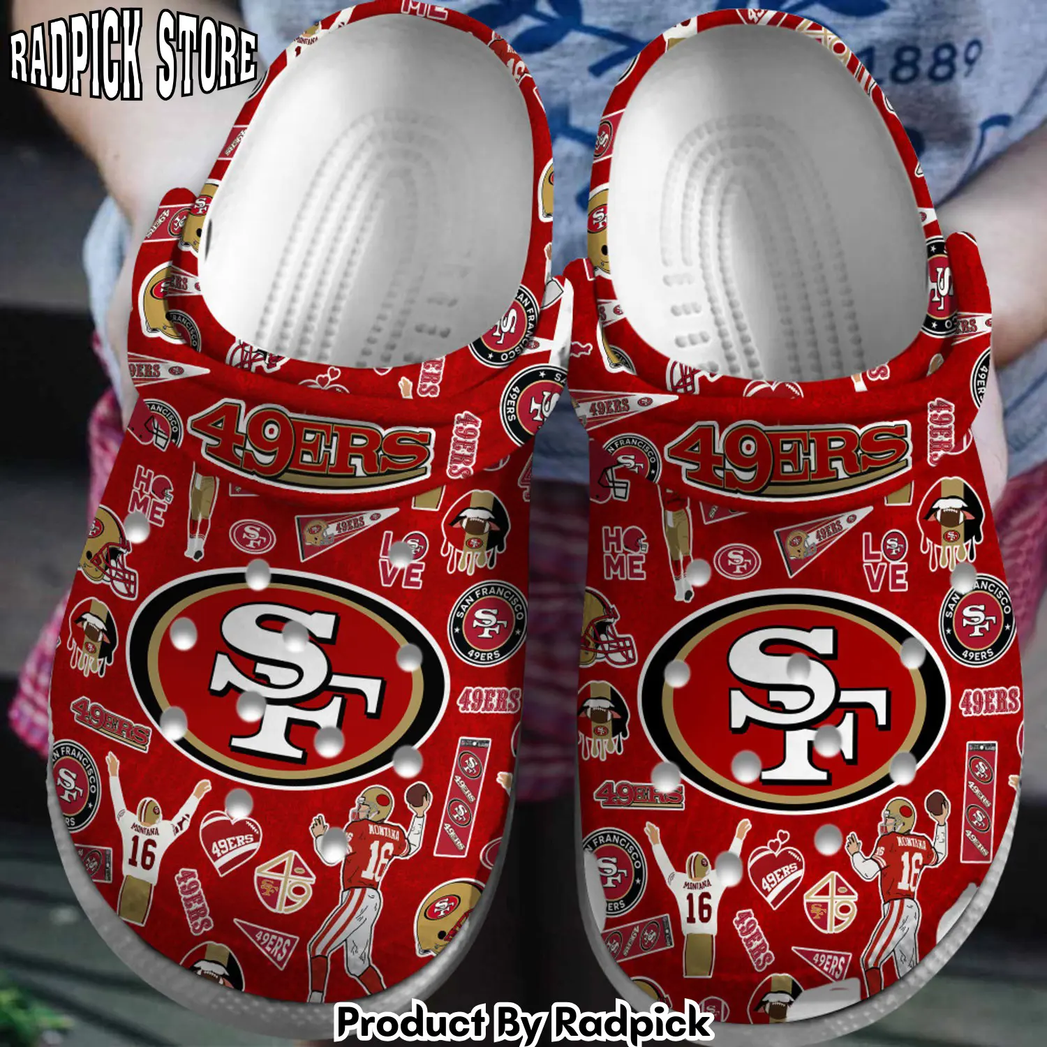 Radpick san francisco 49ers nfl sport clogs shoes comfortable for men women rp6521771